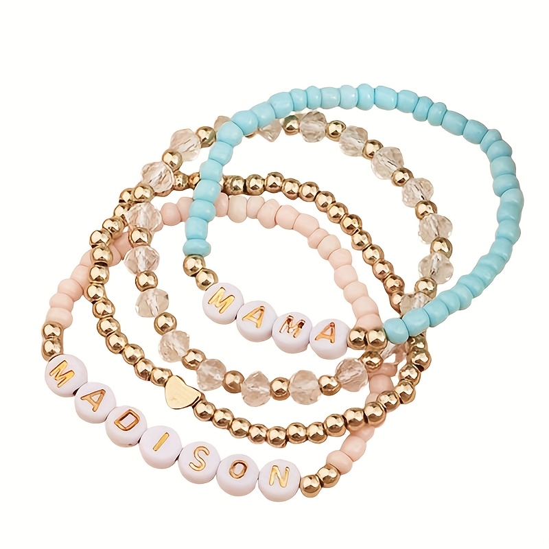 TEMU Custom Bracelet Personalized Bead Bracelet Acrylic Set Letter Bead Bracelet Customizable Name Slogan Location Album Name Concert Bracelet