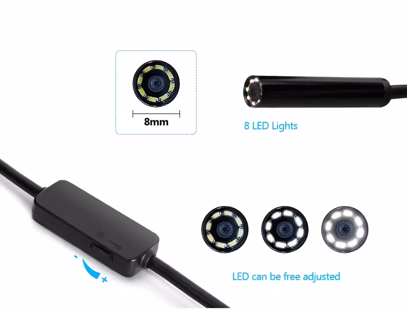 endoscope camera with light 1920p hd endoscope featuring 8 adjustable led lights ip67 waterproof semi rigid snake inspection camera compatible with for iphone and phones Product details 5