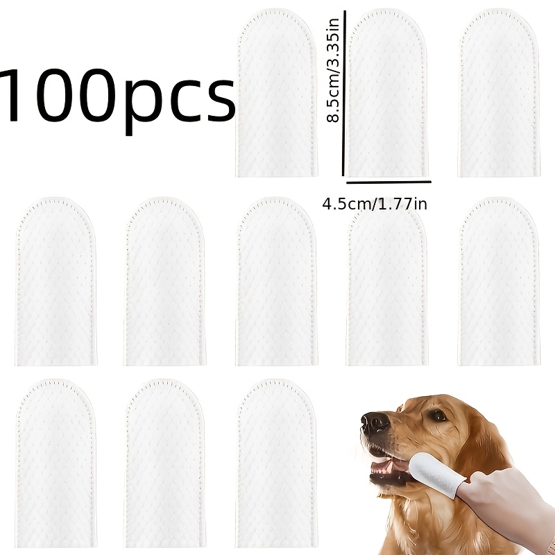 TEMU 100pcs Gants de nettoyage dentaire jetables pour animaux de compagnie, Gants de doigt pour brosse à dents pour chien, Gants de doigt pour chat,