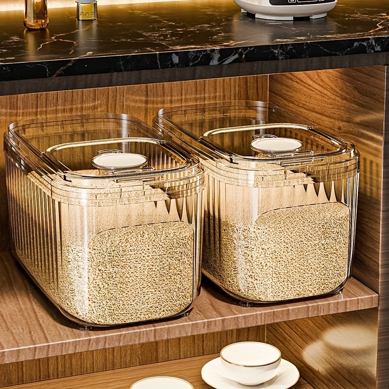 square food storage container with magnetic lid moisture and insect proof durable bpa free pet plastic hand   rice dispenser suitable for refrigerator kitchen organization Product details 6