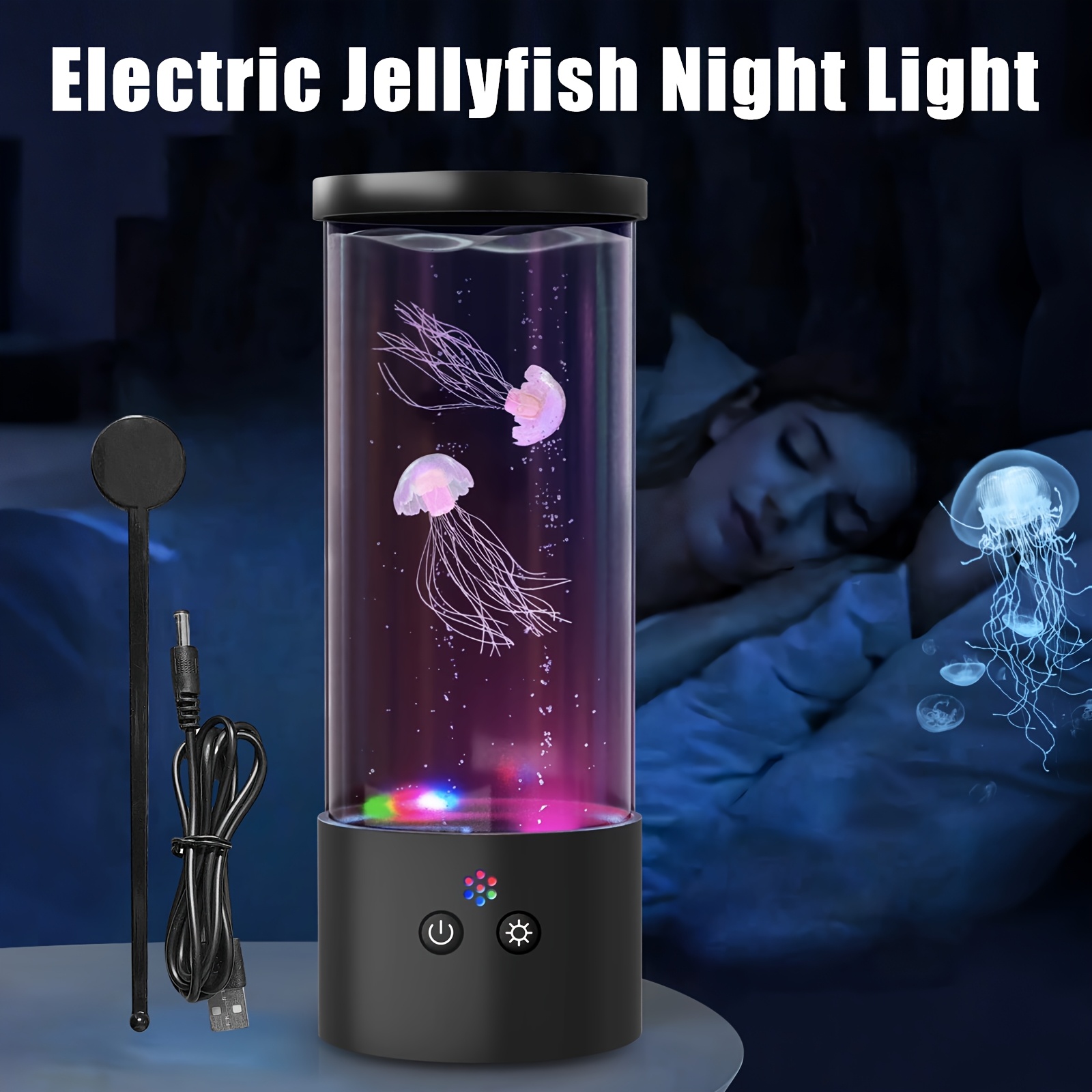 ODOMY LED Fish Lamp Round With Vibrant 6 Color Changing Light Effects Ultimate Large Sensory Synthetic Jelly Fish Tank Aquarium Mood Lamp Ideal Gift