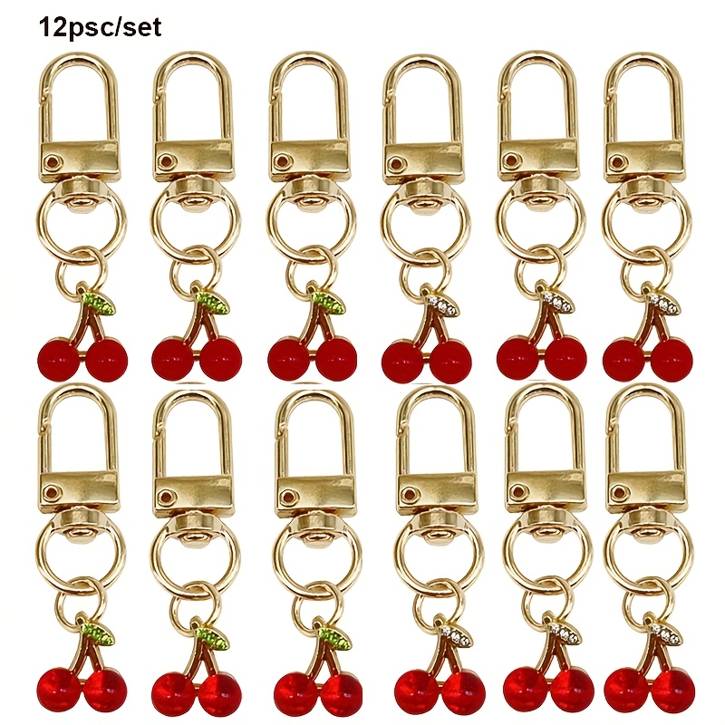 TEMU Set Of 12 Cherry Keychains, Alloy Keychain Chains For Bags, Backpacks, Car Additions, Perfect Gift For