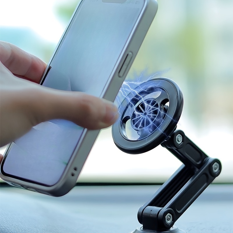 

360-degree Rotating Magnetic Car Phone Holder - Dashboard Mount, Adjustable & Foldable, Waterproof Pvc Material