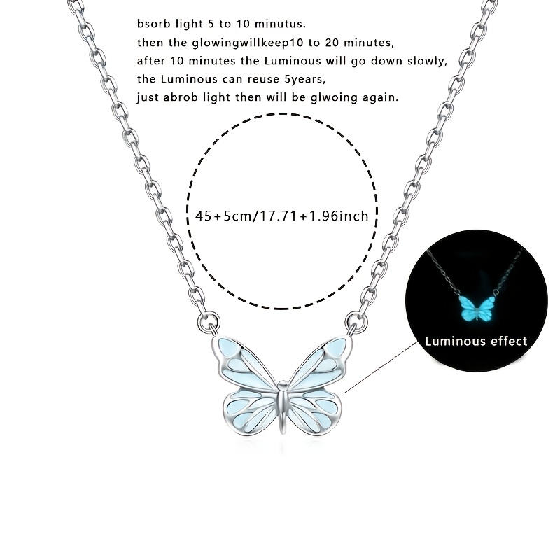 Glow-In-The-Dark Butterfly Necklace and Bracelet Set