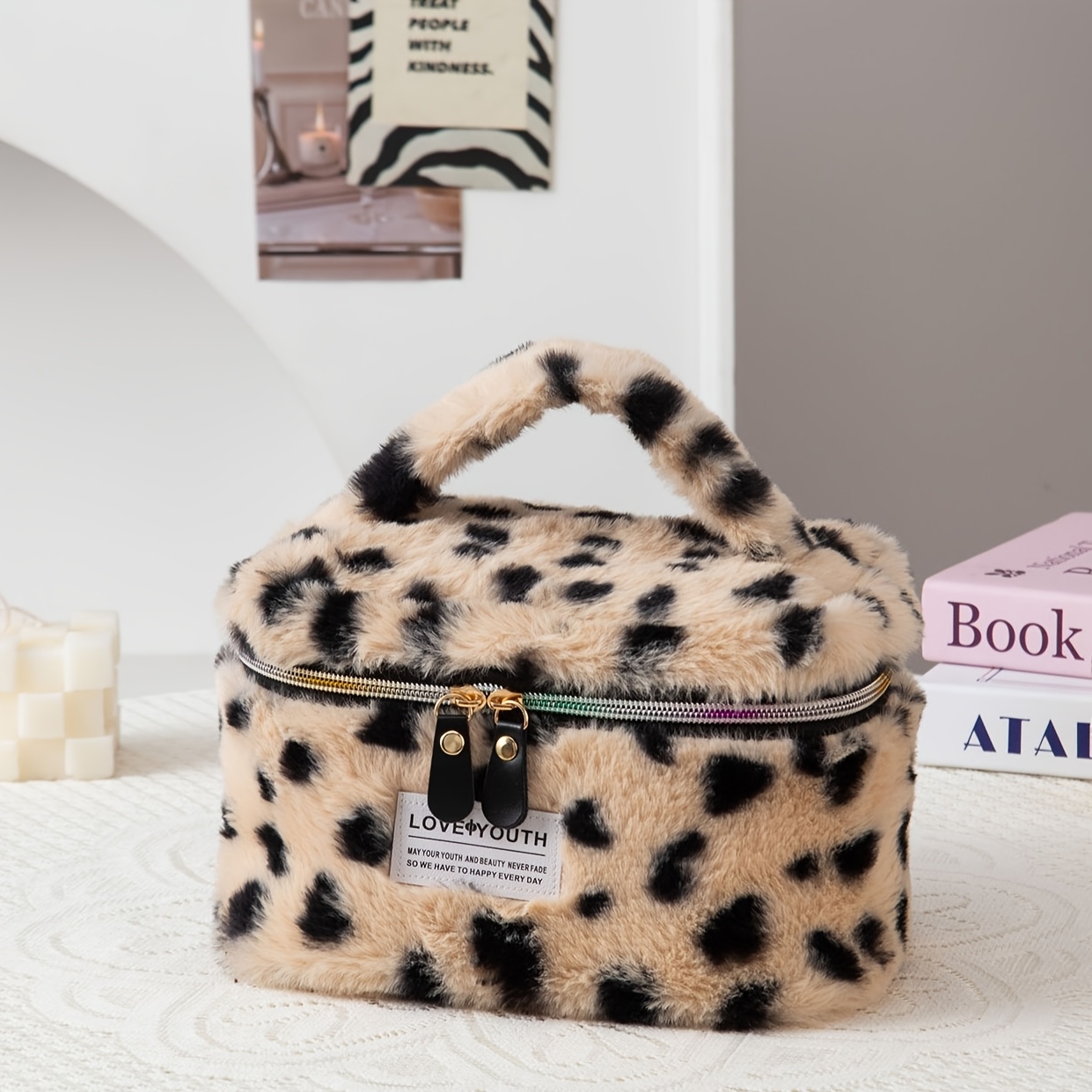 Image of 1pc Fashionable New High-end Plush Storage Cosmetic Bag Niche Design, High-value And Cute Plush Storage Bag