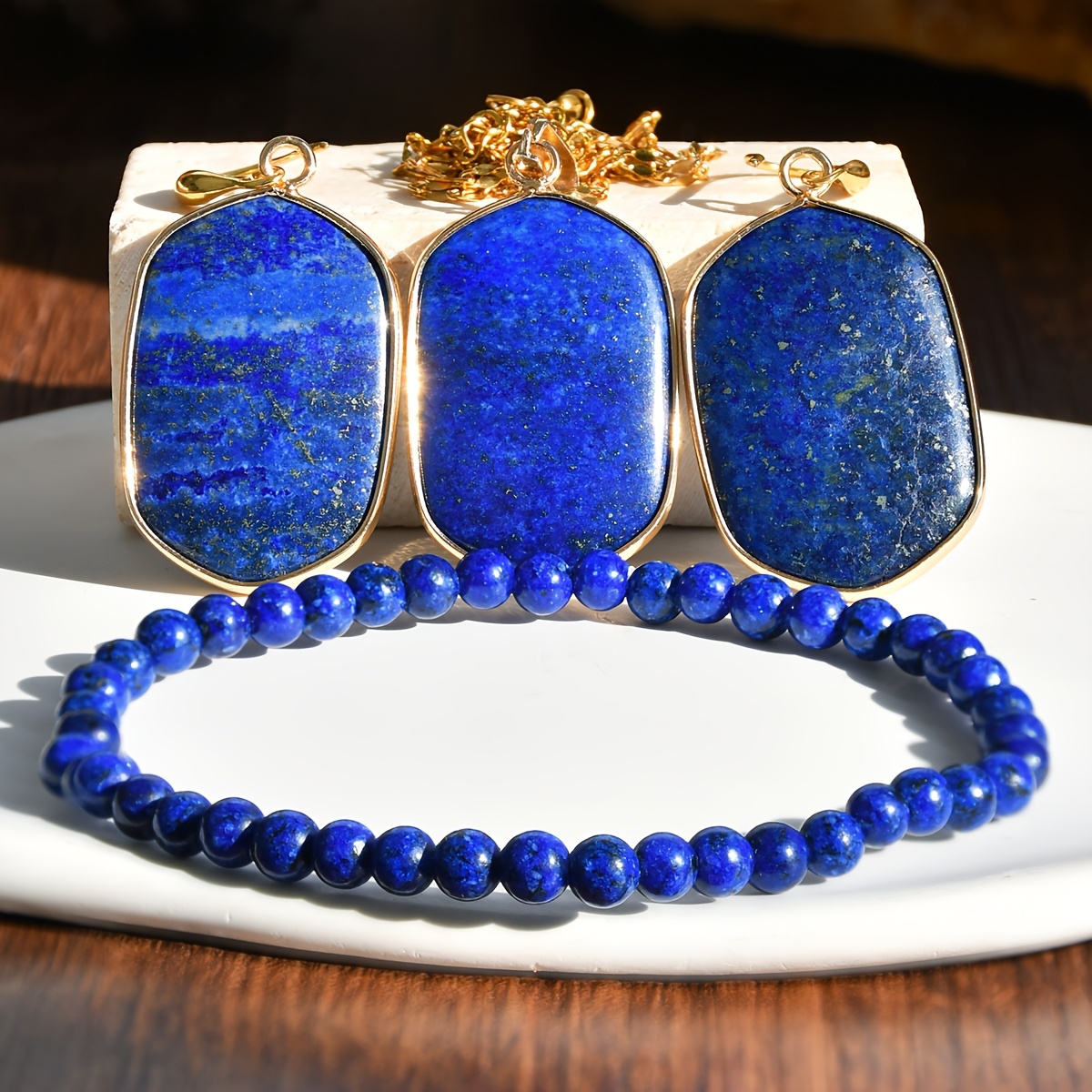 Boho Style 4pcs Lapis Lazuli Jewelry Set for Parties & Gifts