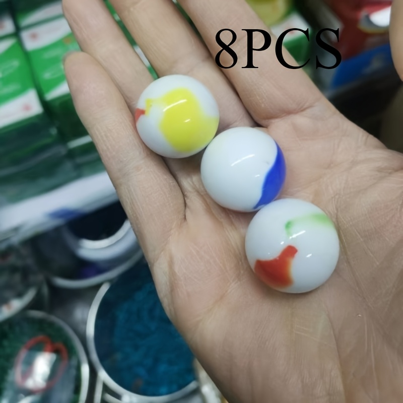 TEMU 8pcs Of 25mm Assorted Porcelain-white Glass Marbles. Suitable For Aquariums, Flower Pots, Glass Bottle Decoration, Garden Paving, And Handmade