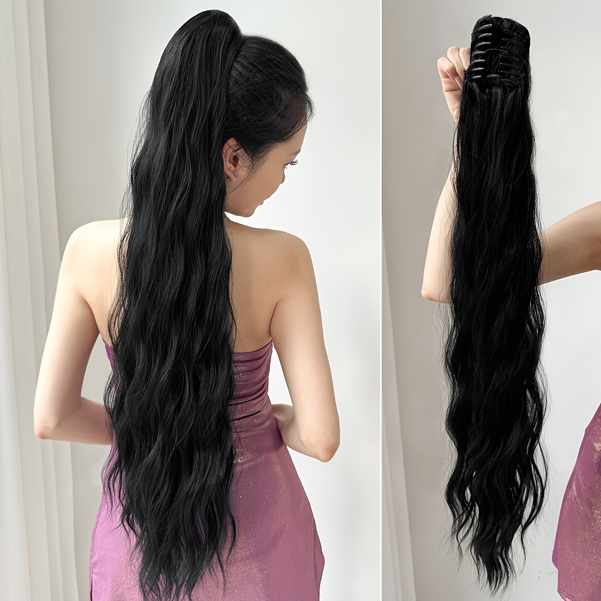 Claw Shaped Ponytail Extension 32 Inch Water Wave Heat-resistant Fiber Synthetic Ponytail Wig, Suitable For Short Hair Additions For Women' Use