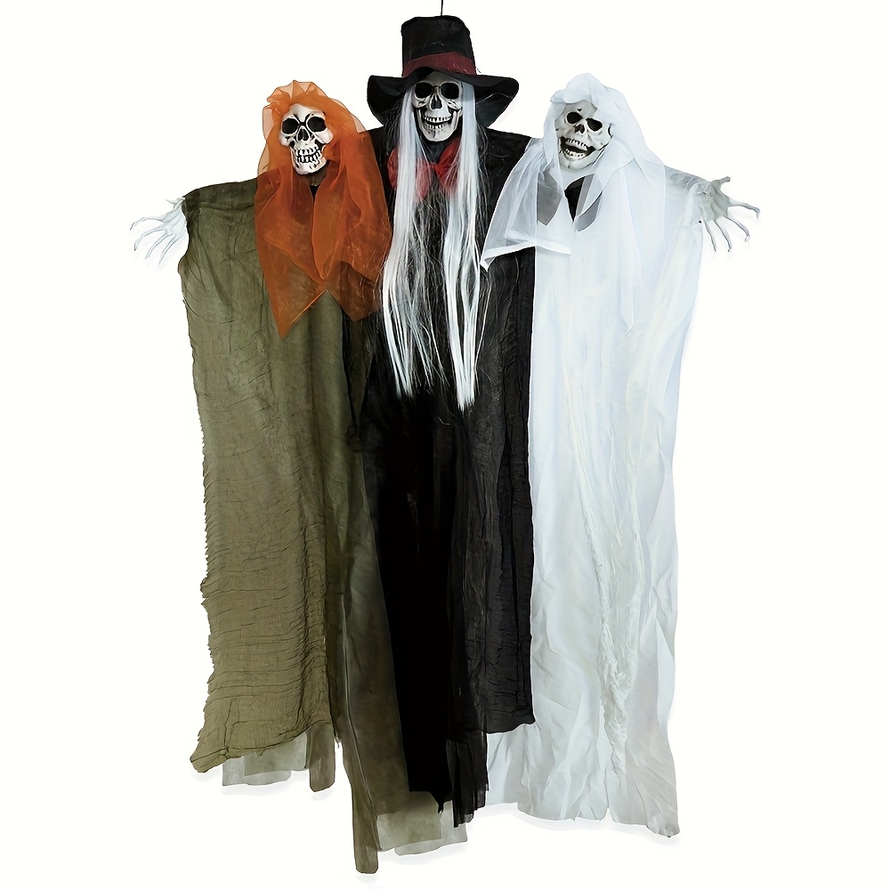 Image of Halloween Hanging Decorations - Triple For Indoor/outdoor, Yard, Patio, Tree Hanging Props - Spooky Fabric Figures For Halloween Party, Cosplay Decor, No Electricity Required