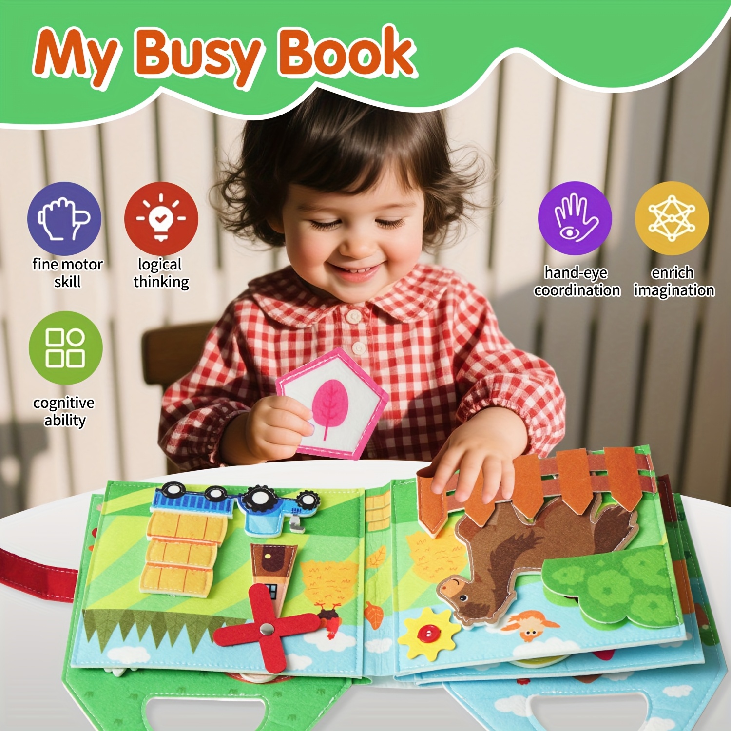 Farm Activity Busy Book for Toddlers, Interactive Game Book