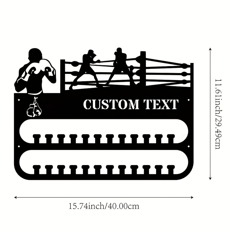 TEMU Soporte de exhibición de medallas de hierro para ring de boxeo personalizado - Decoración de pared personalizada, adecuada para medallas, ropa y