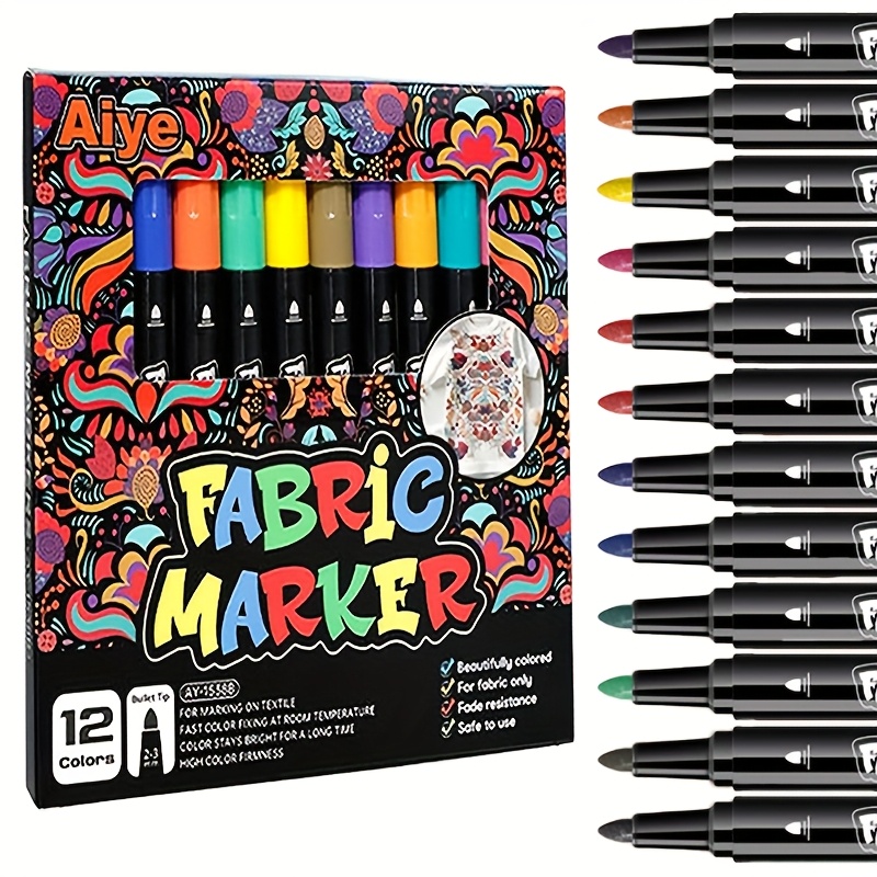 12 24pcs permanent fabric markers colored fabric pens non toxic washable and fade resistant adult fabric decoration for clothing canvas hats leggings jeans pillows t shirts shoes and crafts