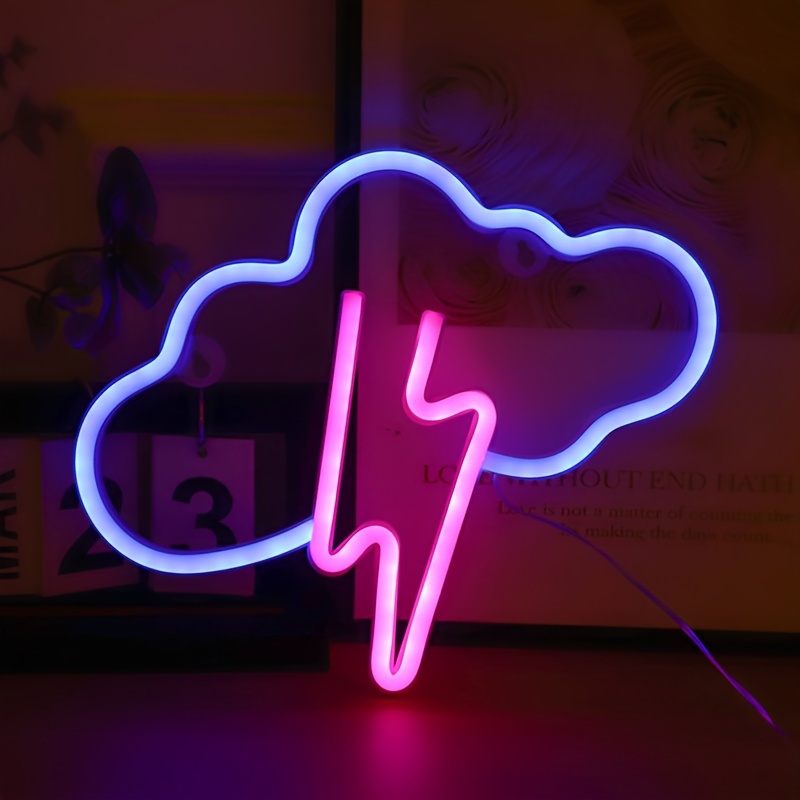XIYUNTE LED Blitz Neonlicht Neon Signs LED Lightning Bolt Neon Schild,  Batterie oder USB betrieben Neonlichter für die Wand Dekoration für