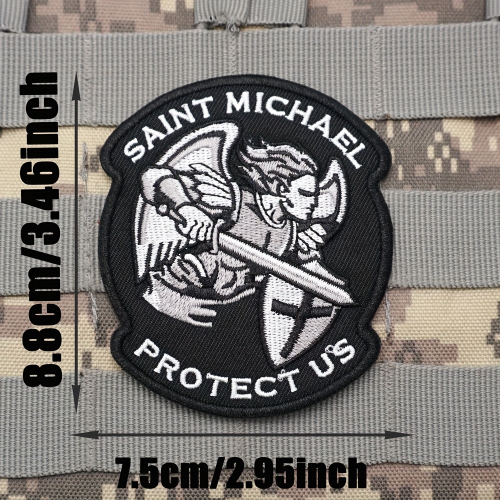 1pc Angels Protect Us Warrior Hook-and- Embroidered Cloth Patch, Suitable For Decorating Vests, Backpacks, Hats And Clothes Embroidered Patch Badge, Gift, Ideal Birthday Present