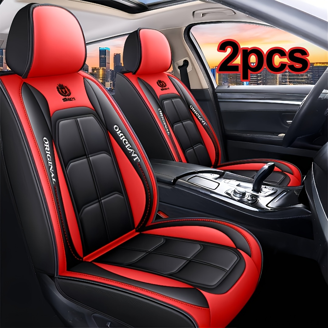 2pcs faux leather car seat covers universal type suitable for most cars cars suv trucks pickup ttrucks   compatible with synthetic faux leather car seat cushion protectors black red