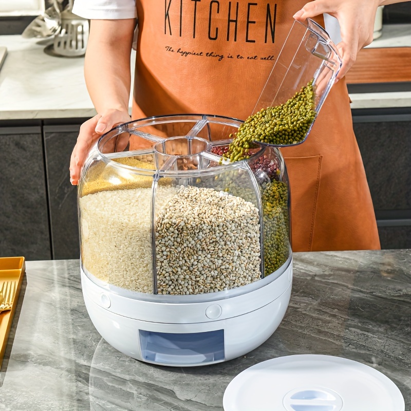 large capacity rotating rice dispenser airtight moisture proof storage container for     5kg 10kg capacity ideal for kitchen organization 5