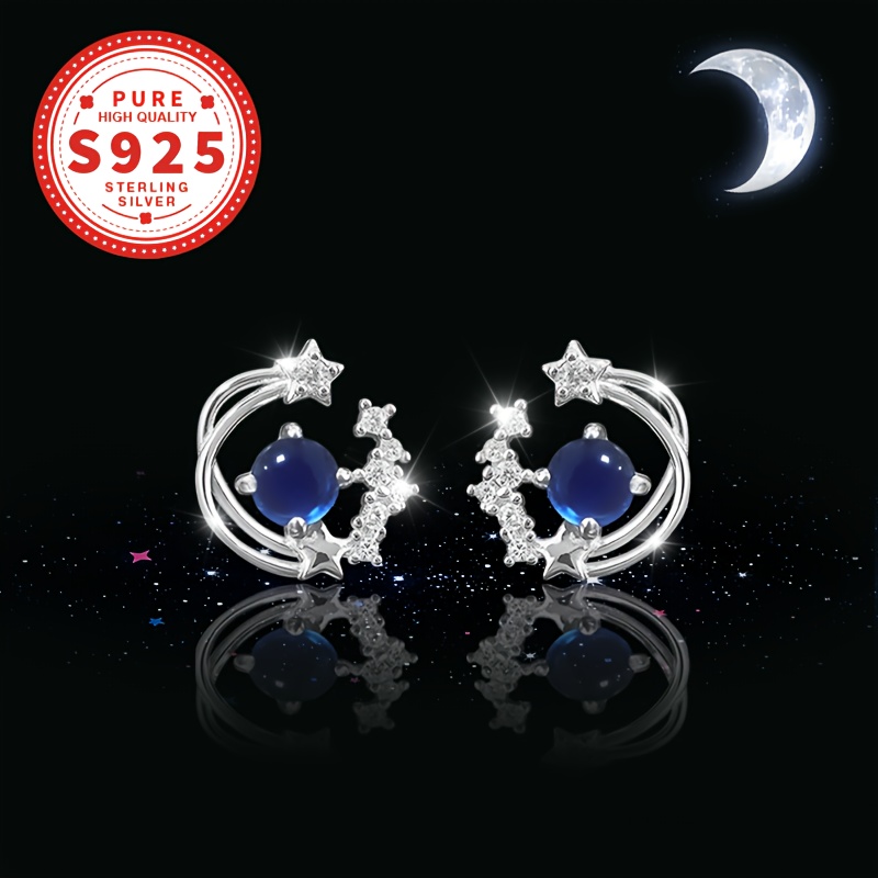 Women's S925 Sterling Silver Star Design Earrings with Zirconia
