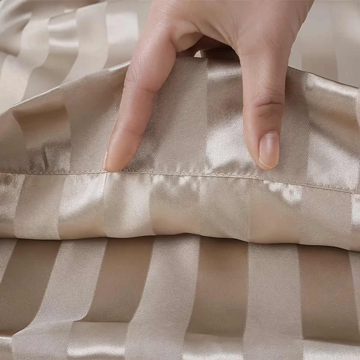 2 шт. мягкие сатиновые наволочки, гладкая застежка- , полосатый  , предотвращают ломкость волос, устойчивы к складкам, машинная стирка,   для дома, подарок для нее Детали 4