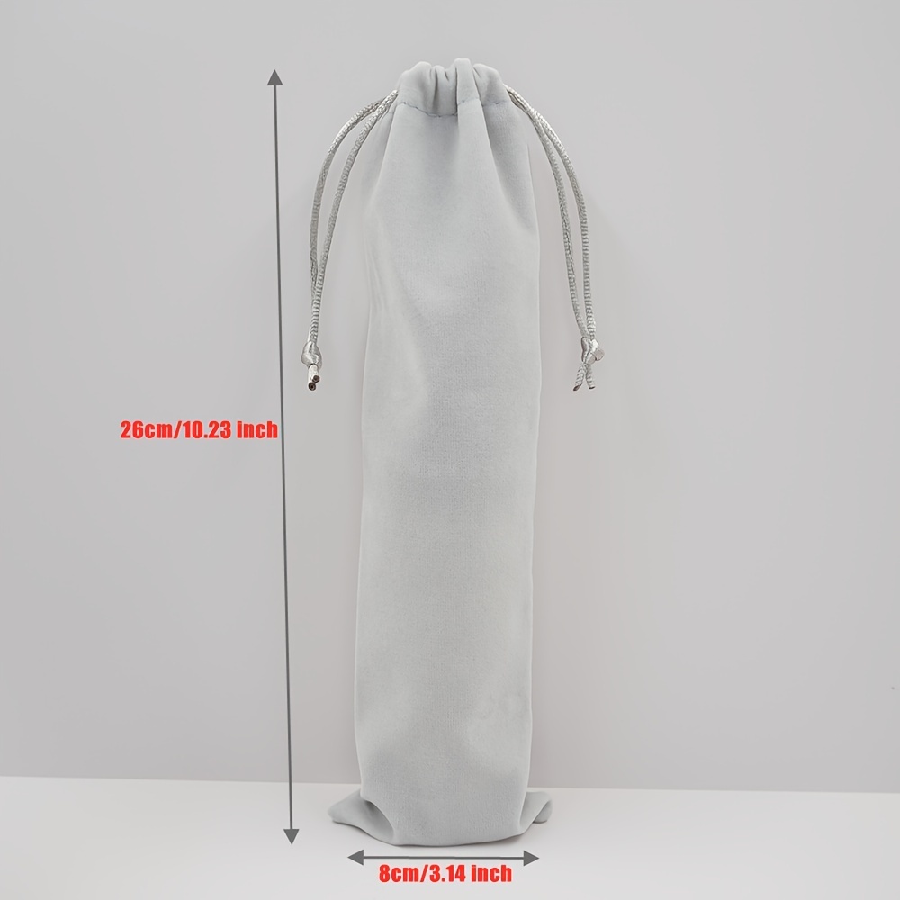 TEMU Borsa in Velluto con Coulisse 10.2"x3.1" - Sacchetto di Stoccaggio Versatile per Bastoni Selfie, Occhiali, Ferramenta & Piccoli Oggetti - Grigio