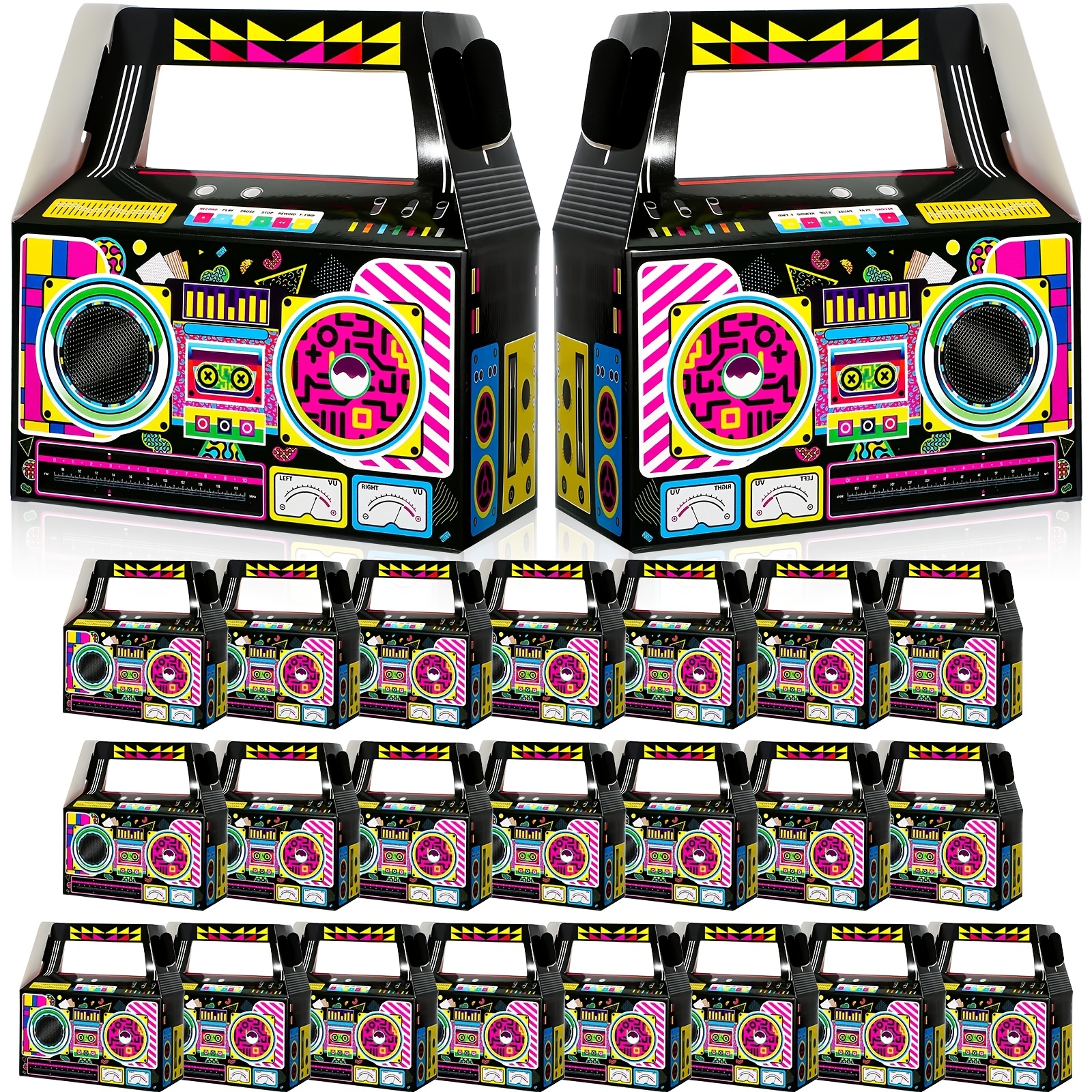 gift for her him set of 24 retro themed party favor boxes featuring 80s and 90    hip hop themed celebrations each box measures 4 8 x 2 4 x 5 2 inches and is ideal for candy or small gifts