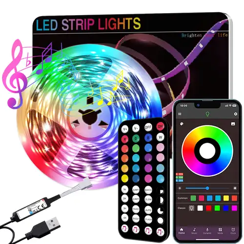 * Smart LED Streifen Licht, Fernbedienung und App-Steuerung, RGB-Schlafzimmerlicht, mit Timer, Musik-Sync, für Raumdekoration, Decke, Wohnzimmer, Hochzeit, Halloween, Geburtstagsparty, Weihnachtsdeko