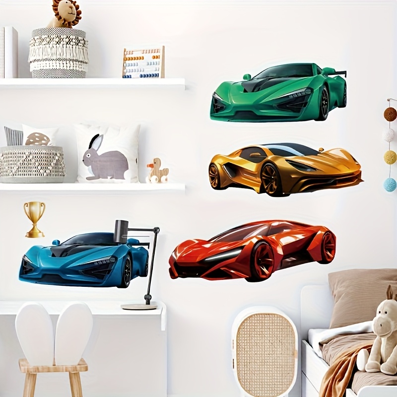 Image of Cool And Stylish Colorful Sports Car Stickers, Perfect For Decorating The Living Room, Hallway, Bedroom, Dining Room, And Study. Removable Pvc Wall Decals