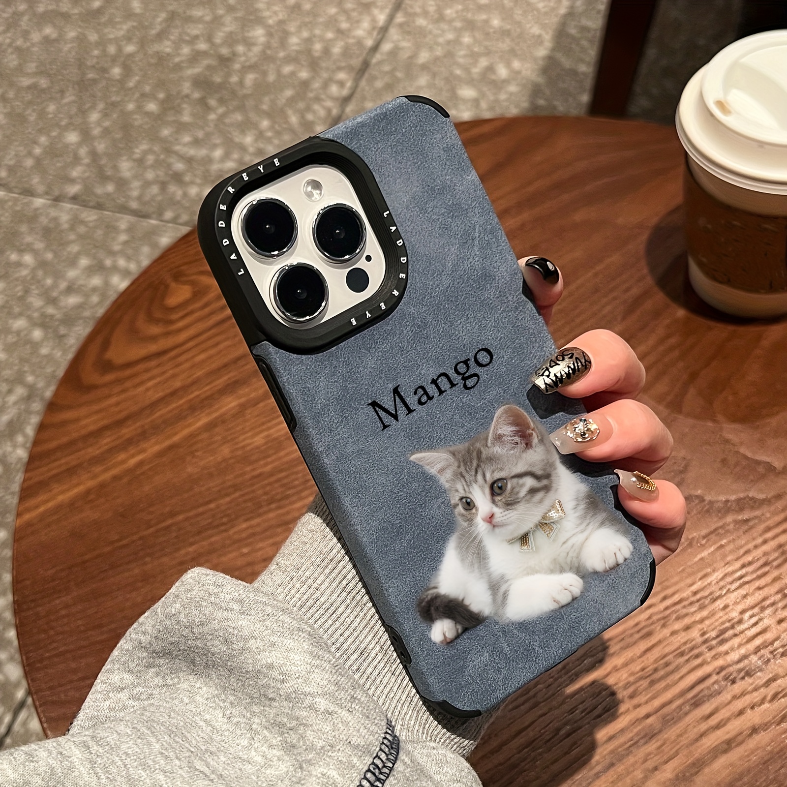 TEMU Phone Case - Phone Case Customized Name Pet Photos Compatible With Iphone 16 15 14 13 12 11 Pro Max Faux Leather Uv Printing Shockproof