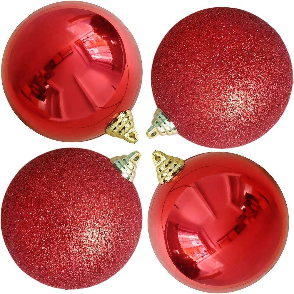 Set Of 4/12cm Shiny + /christmas Ball Ornaments/red