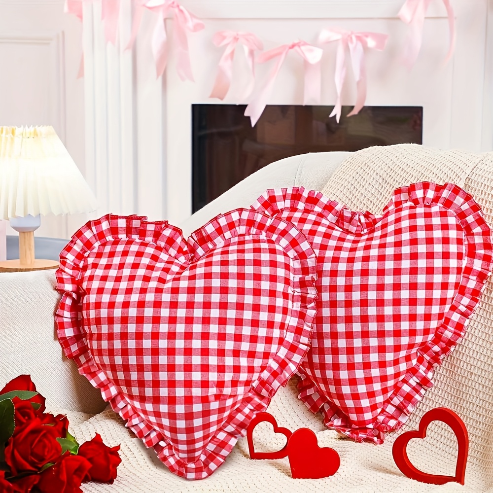 

2pcs Romantic Ruffle Heart Decorations, 16x14.5 Inches - Ideal Valentine's Day Gift For Girlfriend, Home & Bedroom Accent