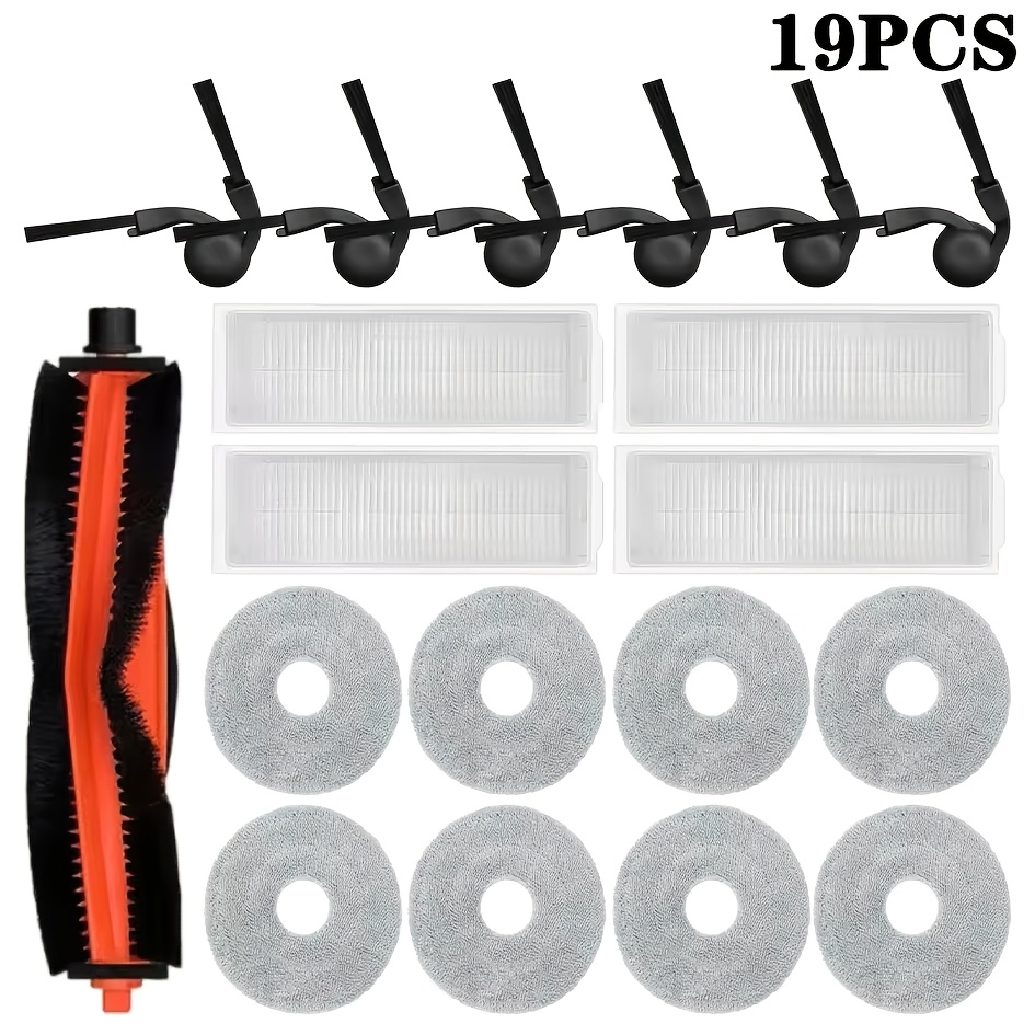 TEMU Piezas de repuesto compatibles para aspiradora robot Xiaomi S40 PRO/OV71GL - Filtro HEPA, cepillo principal lateral y recambios de paño de
