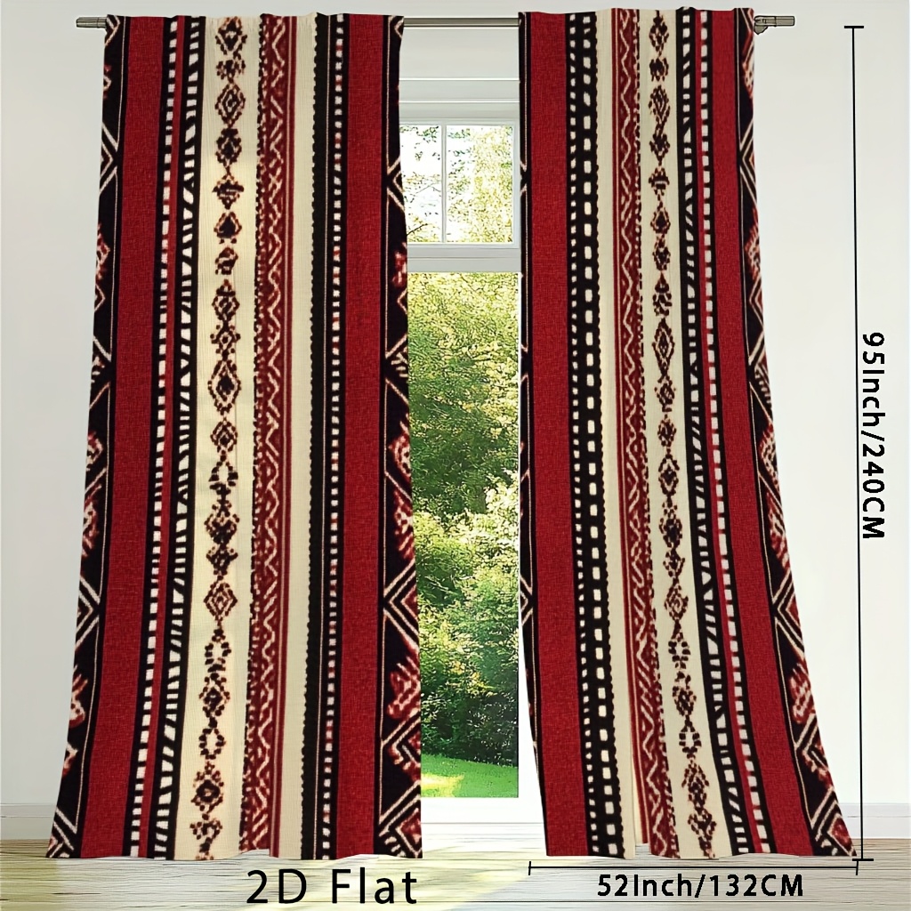 TEMU 2pcs, 2d Flat Printing A Vintage Style Traditional Arabian Retro Sadu , Blackout Curtains For Living Room, Small Curtain, Small Curtain, Curtain