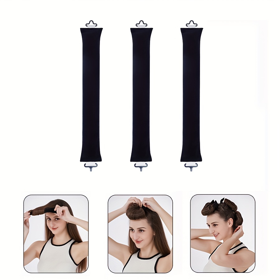 

3-pack No Heat Hair Rollers For Women - Soft Elastic Curlers With Hooks - Damage-free Diy Hair Styling Tool For Normal Hair Type - Sleep-in Overnight Hair Curling Accessories