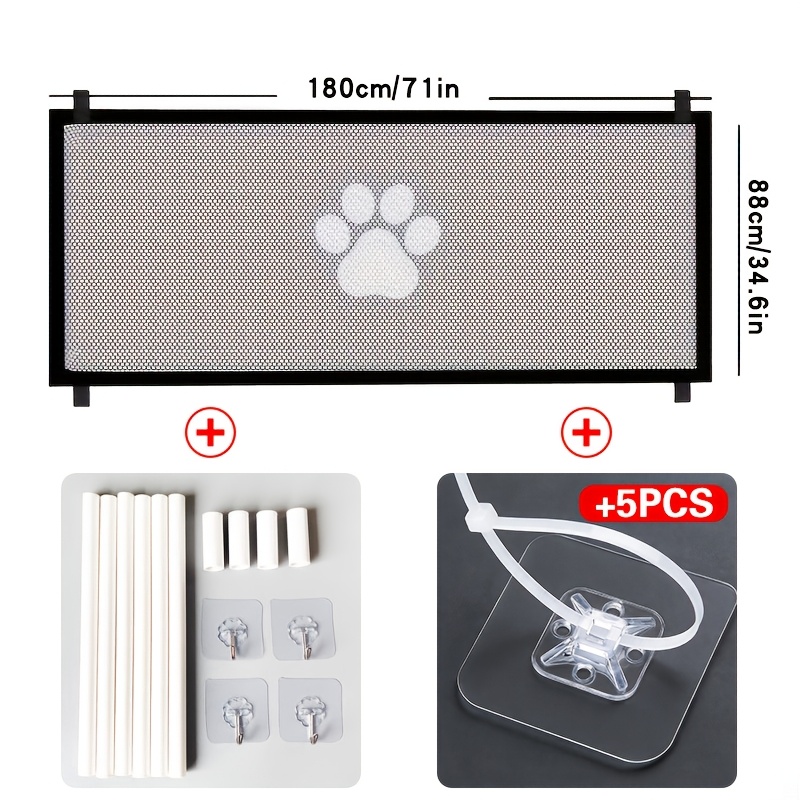TEMU Pet Gate, Pet Isolation Protection Gate Fence Dog Isolation Net Portable Folding Dog Safety Protection Net Portable Folding Mesh Gate