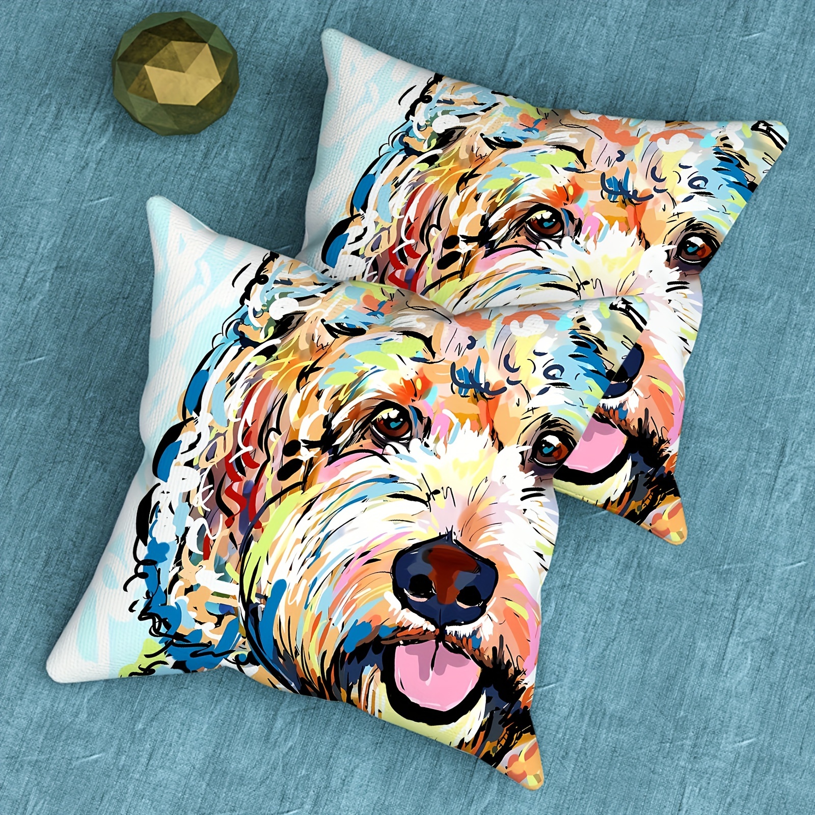 

2pcs Dog Short Plush Pillowcase, Zipper Single-sided Printed Pillowcase, Home Decoration Sofa Bedroom Decoration, No Pillow , 18×18 Inches