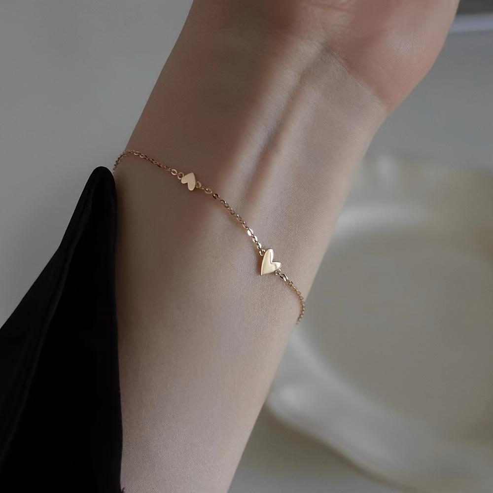 Heart-Shaped Stainless Steel Pendant Bracelet, Women's Gift