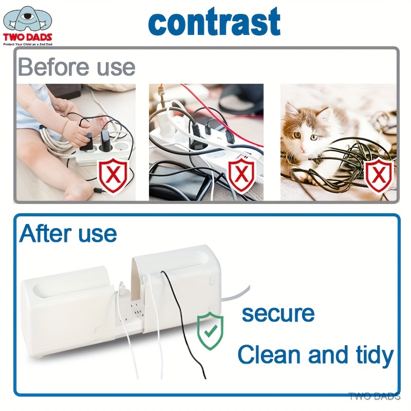 Enhanced Power Strip Enclosure That Protects Against Dust, Organizes Wires, And Ensures Safety for Children And Pets Around Electrical Outlets