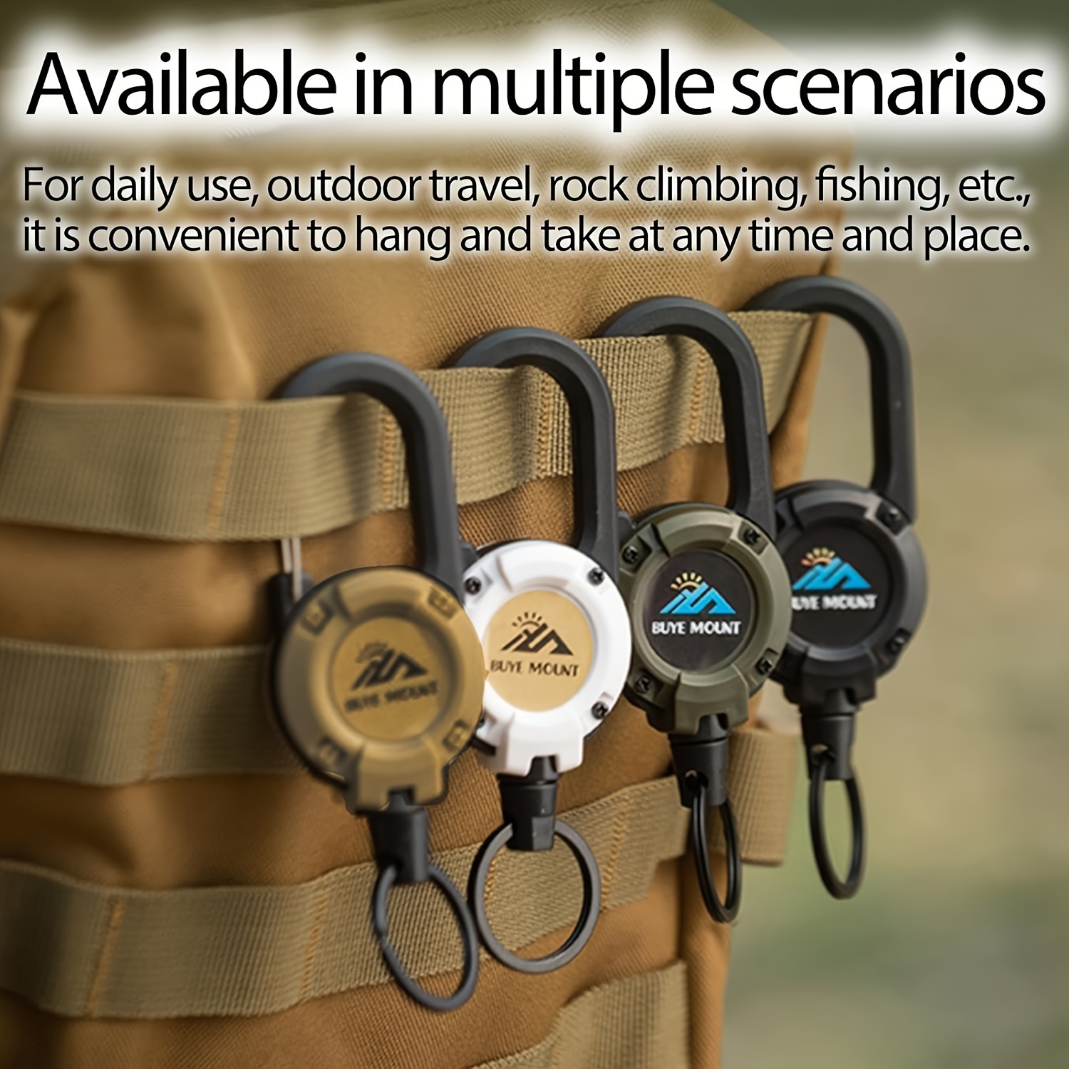 

2-pack Heavy Duty Tactical Carabiner Keychain With Retractable Ring - Abs Material, Secure Clip For Hanging On Backpacks & Clothing