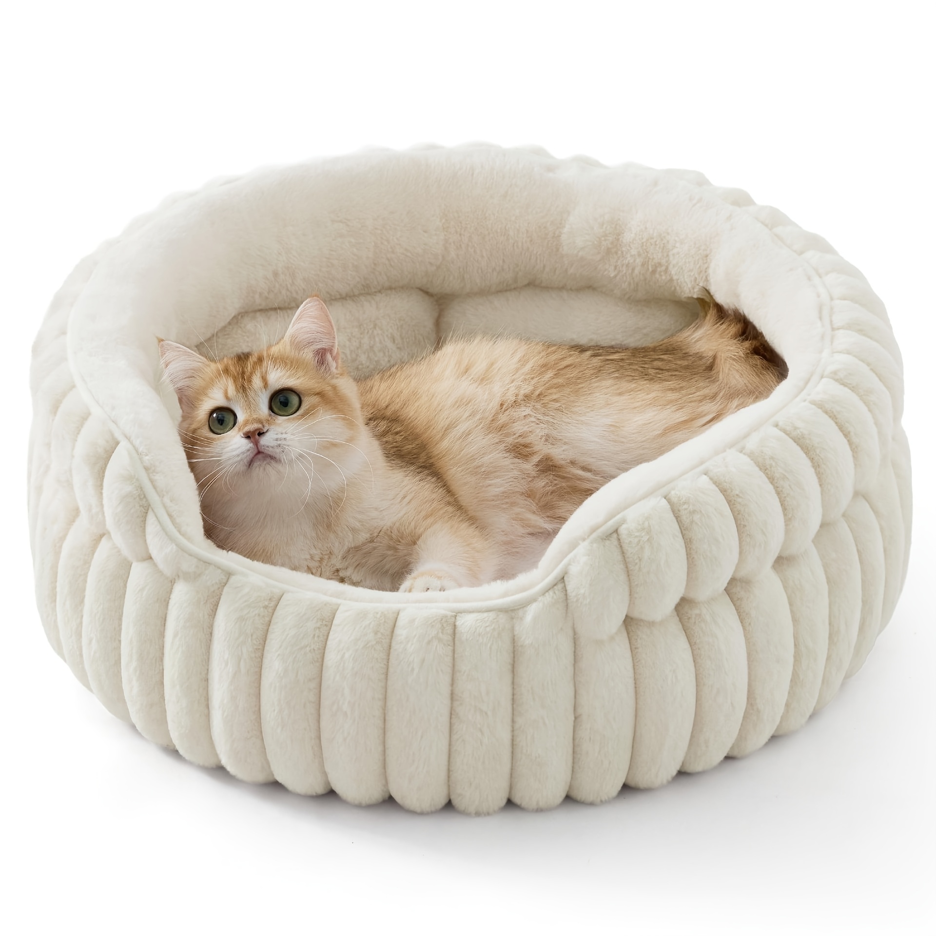 TEMU Neues doppellagiges, rundes Haustierbett mit Ausschnitt, verdicktes, warmes, feuchtigkeitsbeständiges Katzen- und Hundebett, geeignet für alle