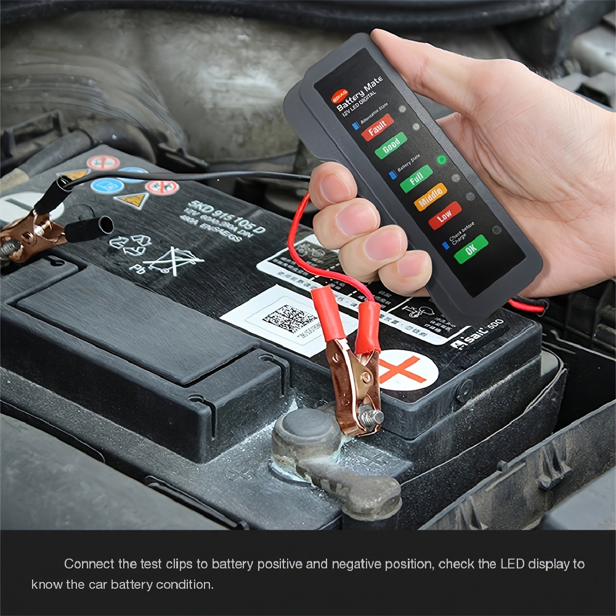 

Mini Car Battery Tester, 12v Digital Alternator Tester 6led Lights Detect Display Car Tool Auto Battery Tester For Car, Motorcycle