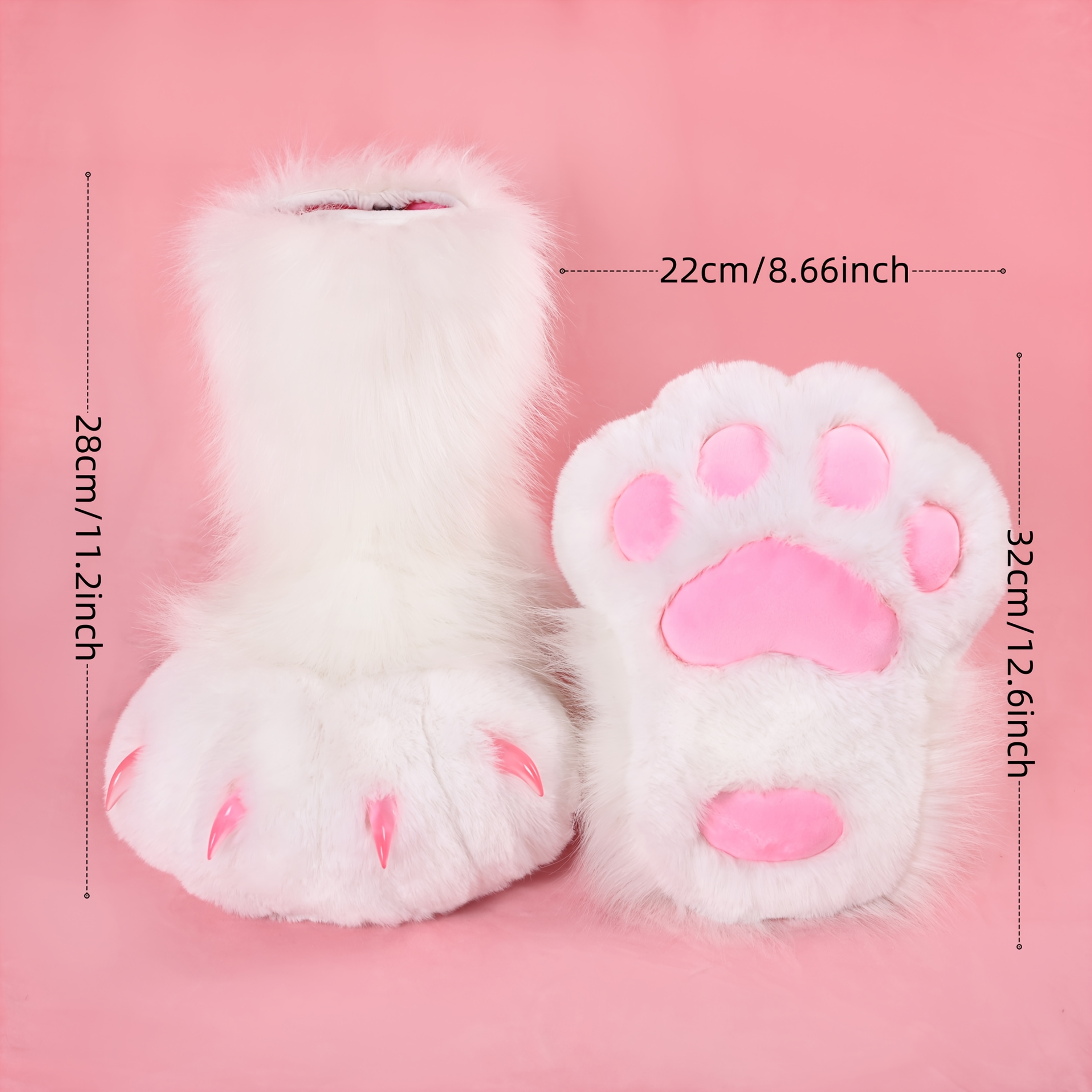 BNLIDES Fursuit Cosplay poothandschoenen, bontklauw, handschoenen, ingebouwde fluitje, decompressiespeelgoed, kostuum, feestaccessoires voor volwassenen, kaki-zwart, M