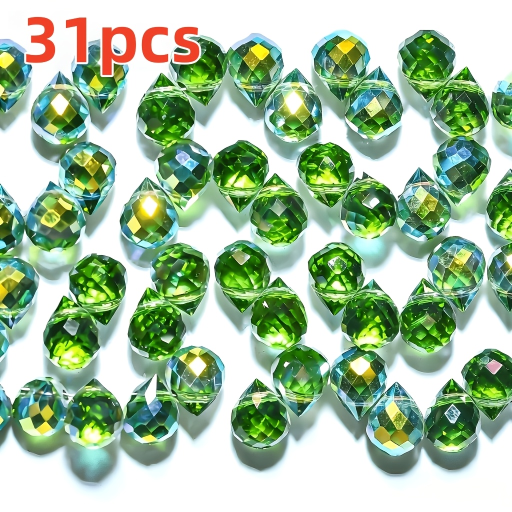 TEMU Lot de 31 perles en verre incrusté de couleurs mélangées 8x9mm de fraise et de avec trous de perçage en croix, perles adaptées à la fabrication