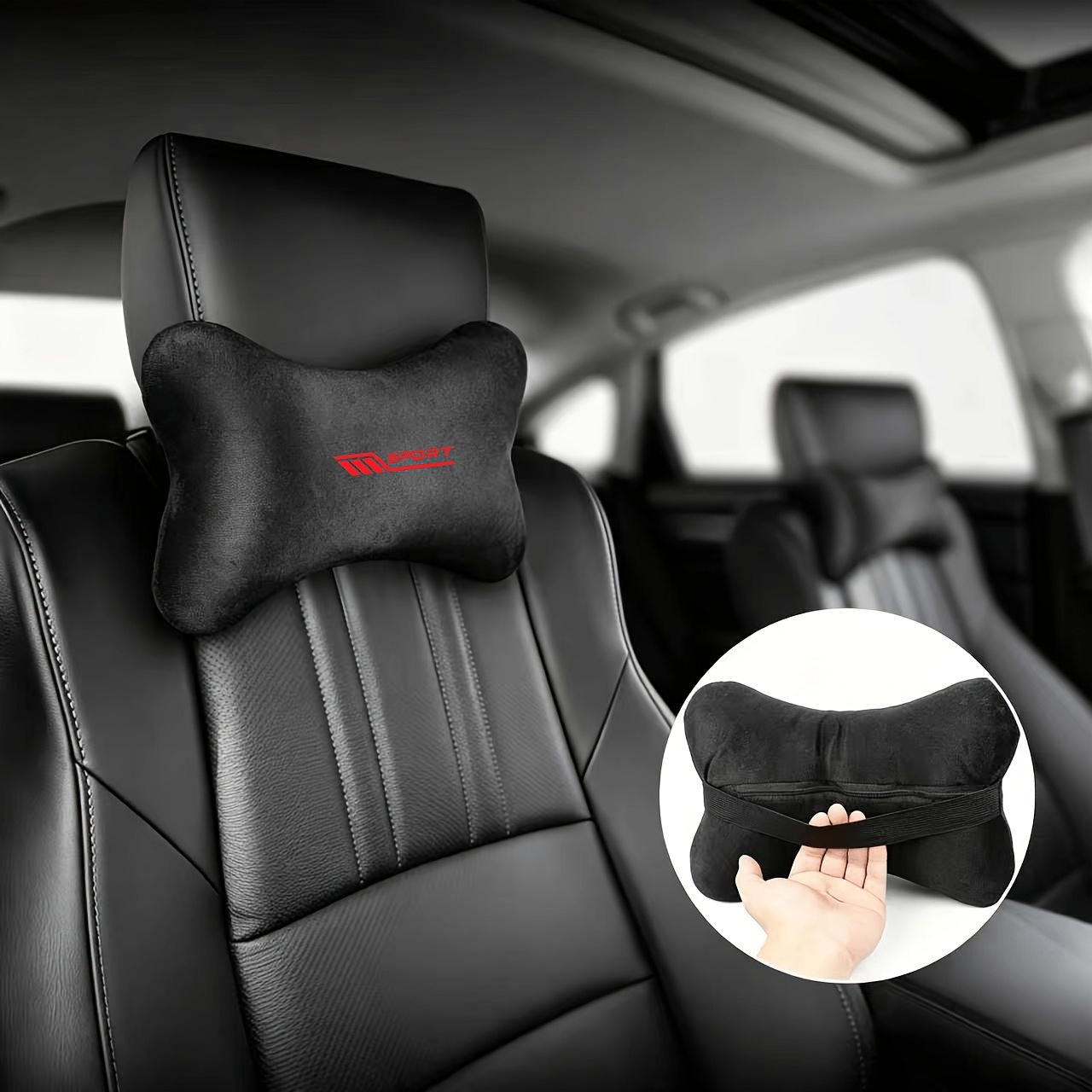 TEMU 1pc Car Seat Soft Plush Headrest, Car Headrest, Pillow, Office Chair Support, Enhancing , Soft And Breathable Washable Fabric, Essential For