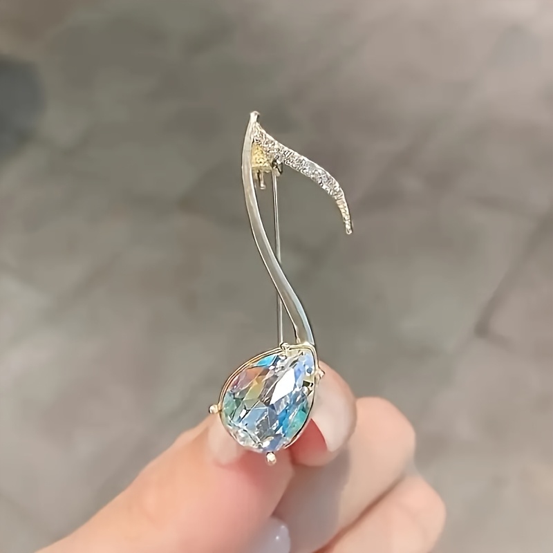 Material, Simple, Fashionable, And Luxurious Rhinestone Musical Note Personality Brooch, Women's Creative Corsage Clothing Pin Accessory