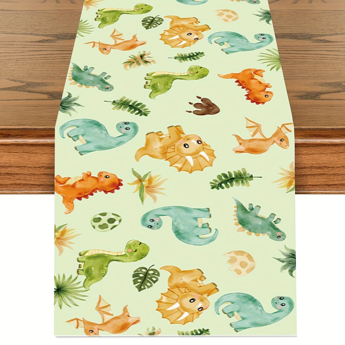 

1pc,green White Dinosaur Polyester Table Runner,35*180cm,home Table Decoration,table Flag, Dinosaur Theme Birthday Party Table Decor,baby Shower Party Table Cover