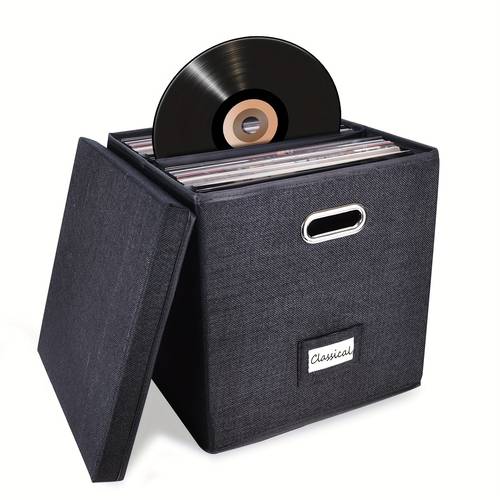 item picture sturdy vinyl record storage box album storage 50 single records lp storage organizer crate with lid file storage decorative for records solutions to protect your