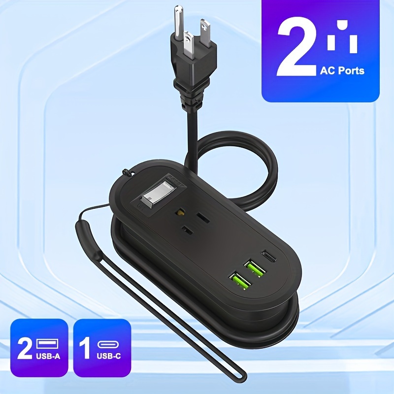 

Travel Power Strip With Usb Outlet, Travel Small Protector Power Strip With 4ft Around Extension Cord 2 Outlets 2 Usb Ports 1 Usb C Outlet, Essentials For Travel Office Desk Cruise Vacation