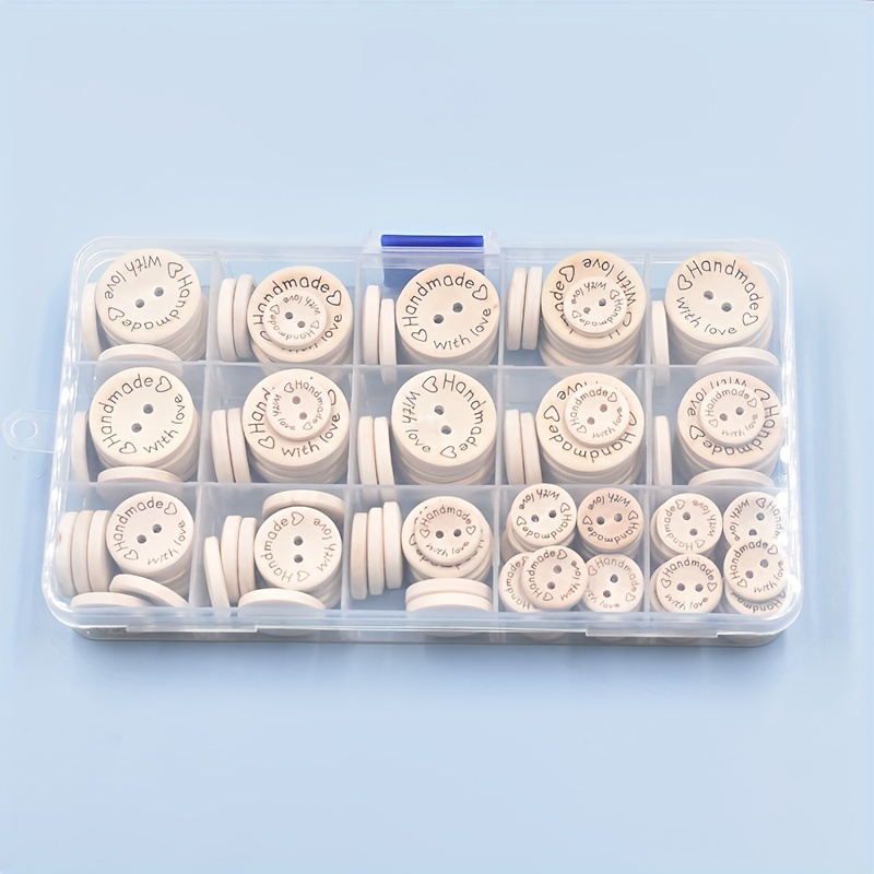 Image of 150pcs Round Wooden Sewing Buttons, 2-hole Craft Decoration, Assorted Colors (15mm, 20mm, 25mm)