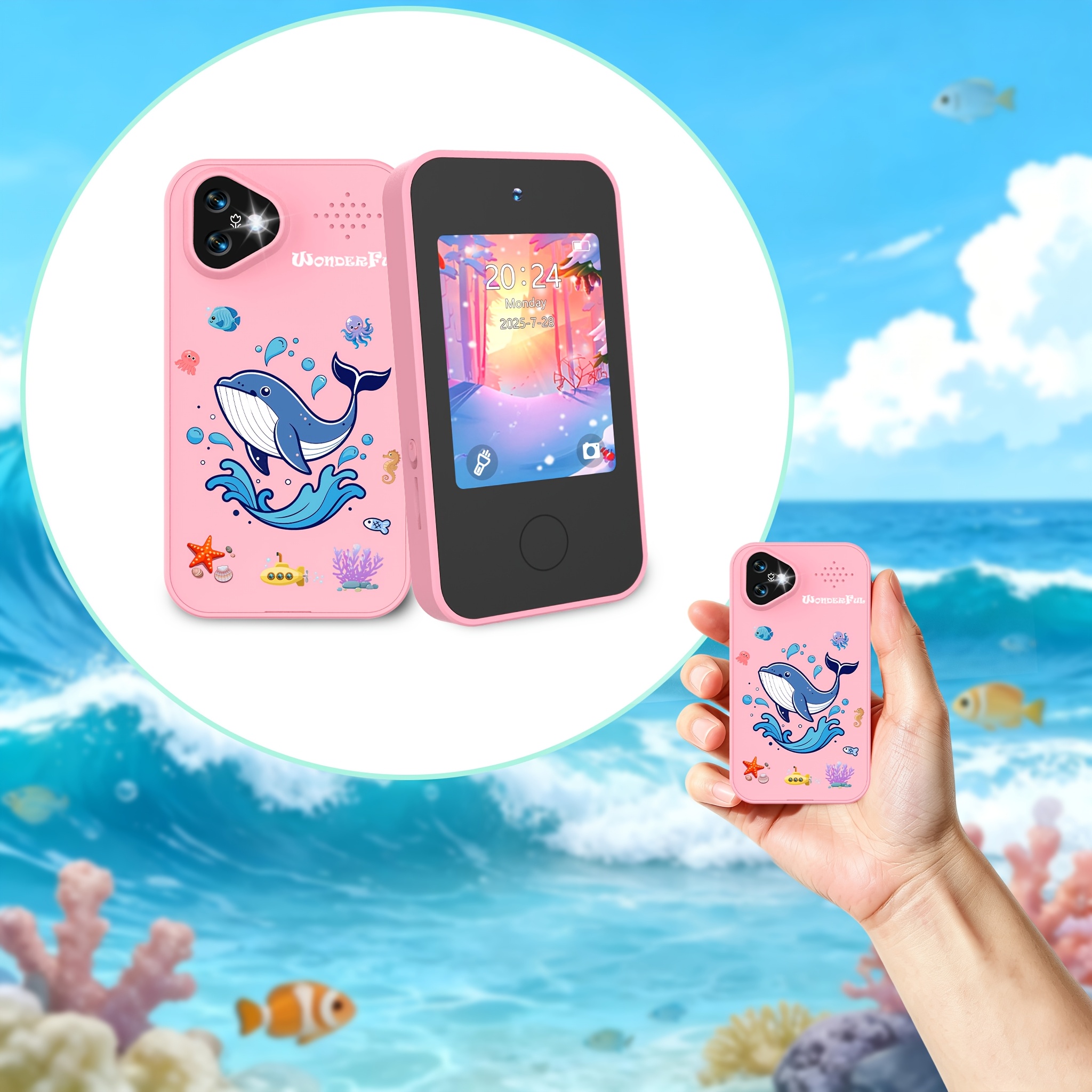 Image of Phone Featuring A 2.8-inch Touchscreen, Ideal As A Christmas Or Birthday Gift For Children, This Educational Mobile Incorporates Built-in Games, Music, Abc Word Recognition
