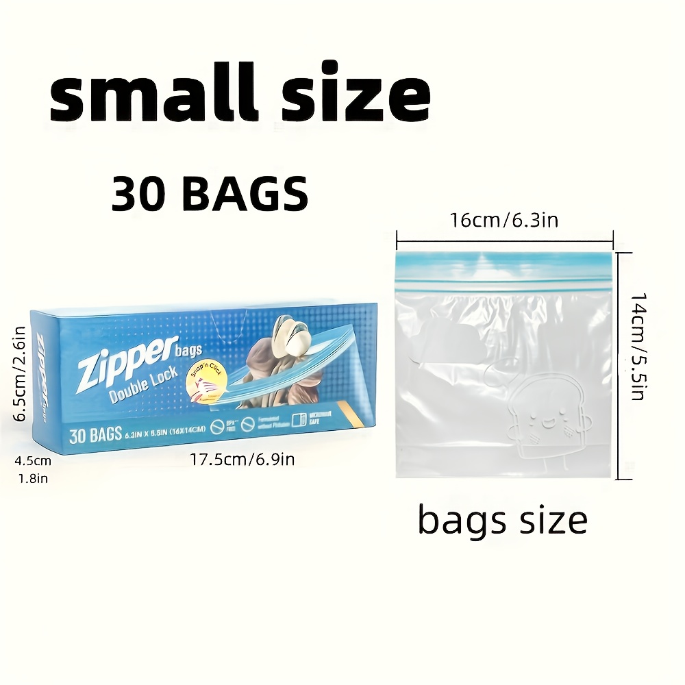 15/20/30pcs Small/Medium/Large Sandwich Bags with Double Lock Seal - Thick, Refrigerator Freezer Bags for Food Storage & Freshness, Reusable Zipper Bags for Easy Sealing, Multi-Purpose Kitchen Organization Essentials, Sandwich Bags