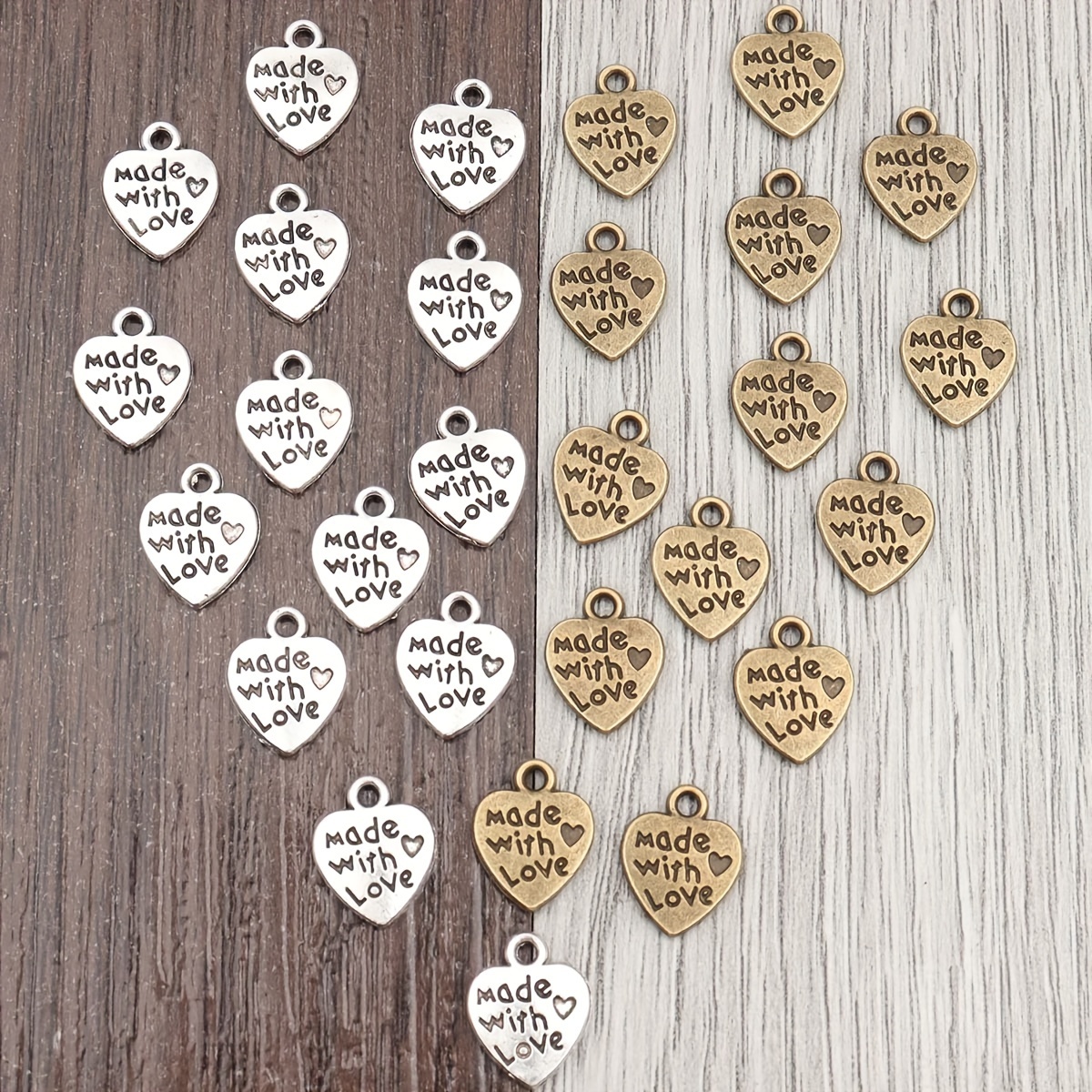 

Creating 100 Antique-style Pendants , Each Featuring A Golden Heart-shaped Charm, Making.